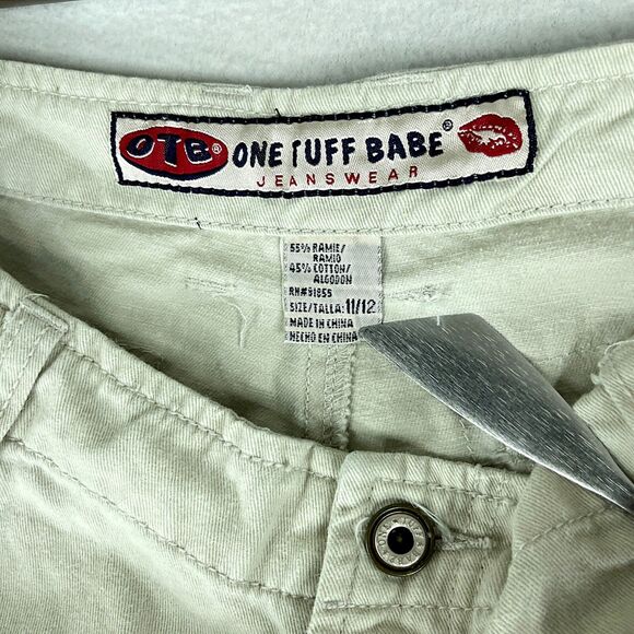 One Tuff Babe OTB Womens Shorts Beige Tag Size 11/12 (30) Mid Rise Canvas - Picture 9 of 11